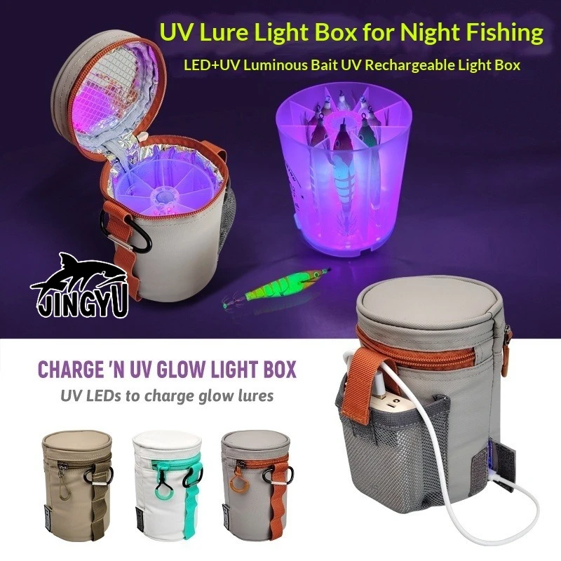 

New Fishing Bags and Boxes Fishing Lure UV Glow Light Fill Light Tool Squid Jig Egi Tackle Box Hard Bait Metal Jig Storage Case