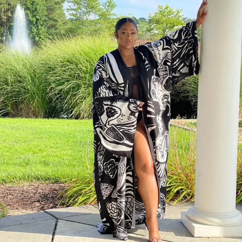 

Maxi Dress Japanese Kimono Traditional Woman Long Kimono Cardigan Cardigan Blouse Shirt Female Printing Japanese Dress
