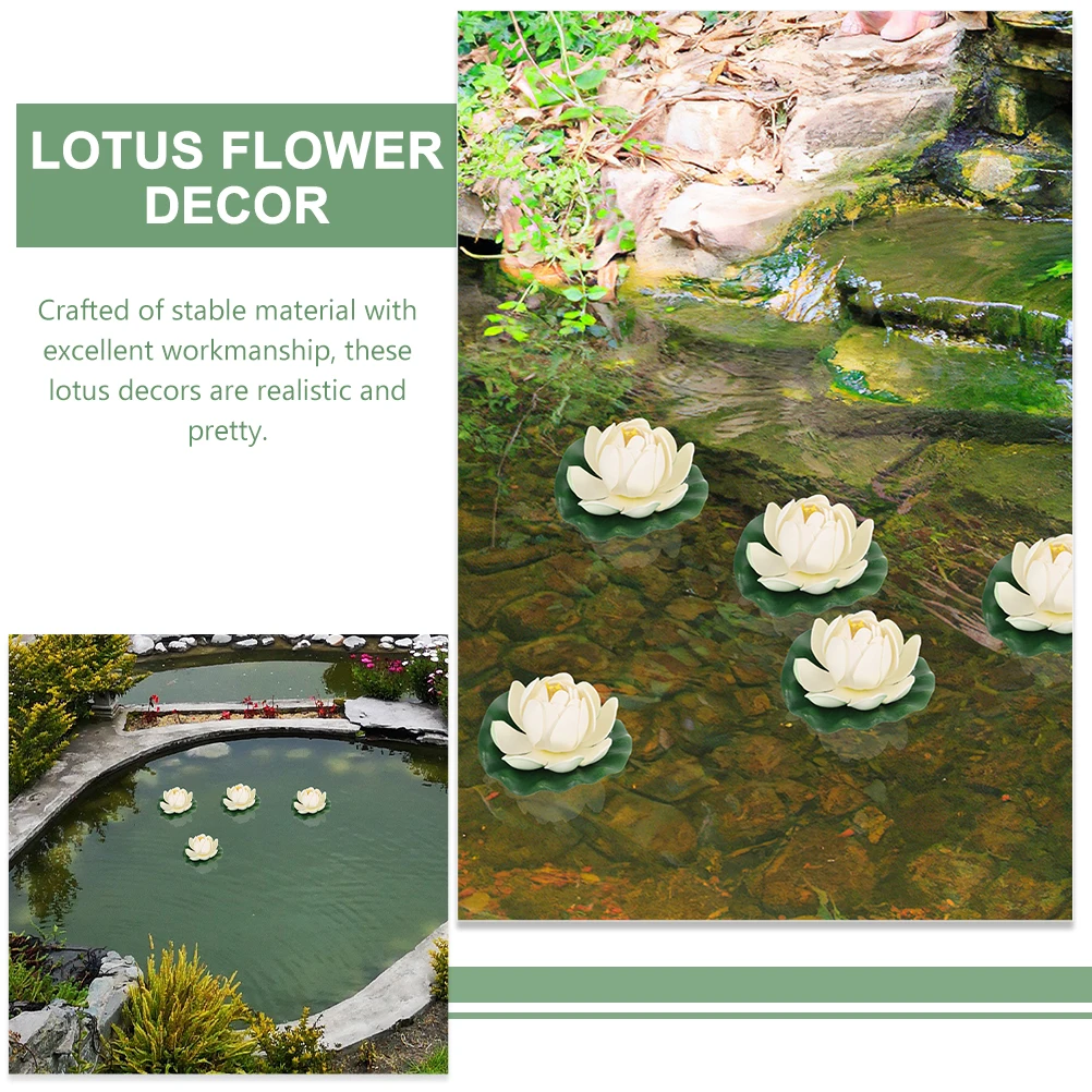 

10 Pcs Floating Lotus Flower Decorations 10cm Half Open Artificial Flowers for Pool Pond Garden Bright Color Easy Care