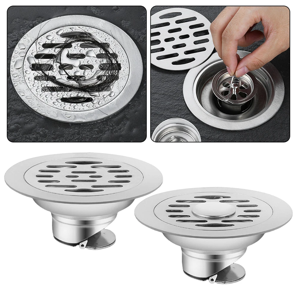 304 Stainless Steel Floor Strainer,Circular Stainless Steel Odor Proof Floor Drain,Removable Hair Strainer Prevents Clogging