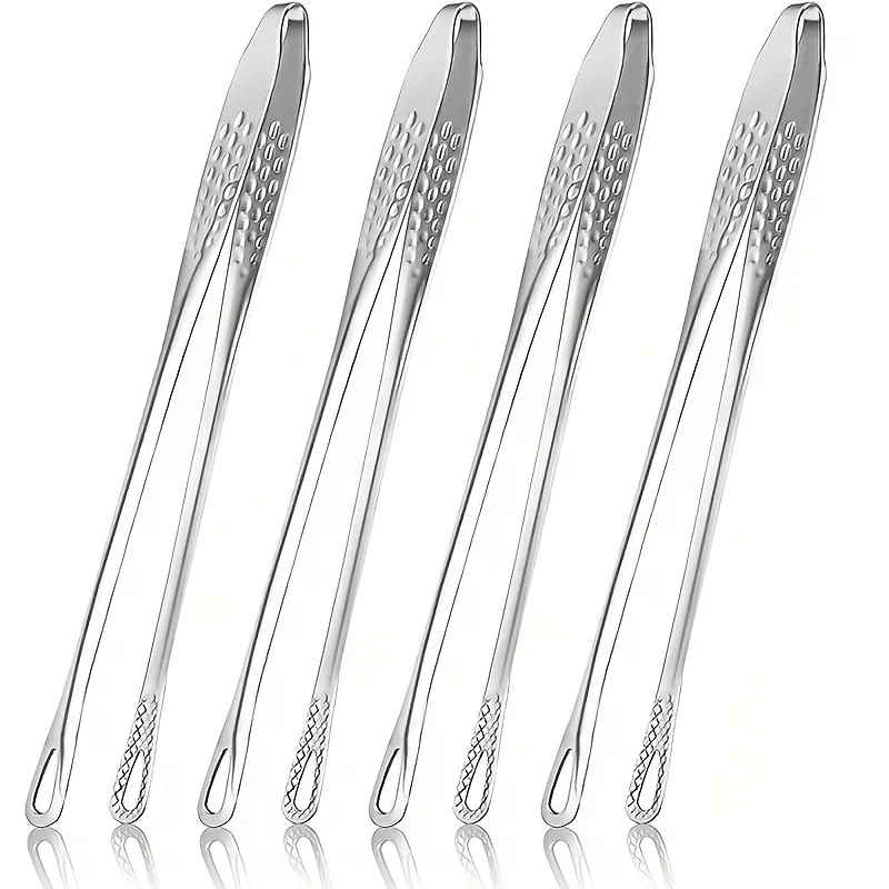 4pcs Stainless Steel Serving Tongs - Durable, Non-slip Grip for BBQ, Salad, Dessert - Perfect Kitchen Tools Set for Everyday Coo