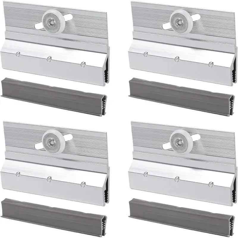 

AA63 HOT Adjustable Aluminum With Glazing Vinyl Frameless Shower Door Top Bracket Roller Assembly, 4 Pcs, 3/4" Ball Bearing Whee