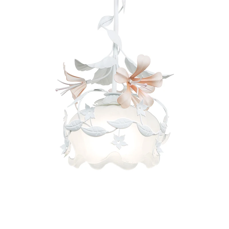 

Pastoral style single-headed small chandelier restaurant wrought iron flowers and plants creative warm cloakroom entry balcony f