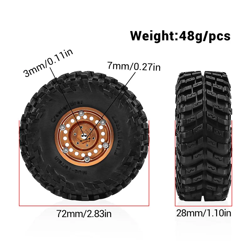 

4Pcs1/18TRX4M SCX24 FMS Ascent-18 1.3-inch wheel hub tire climbing car wheel hub