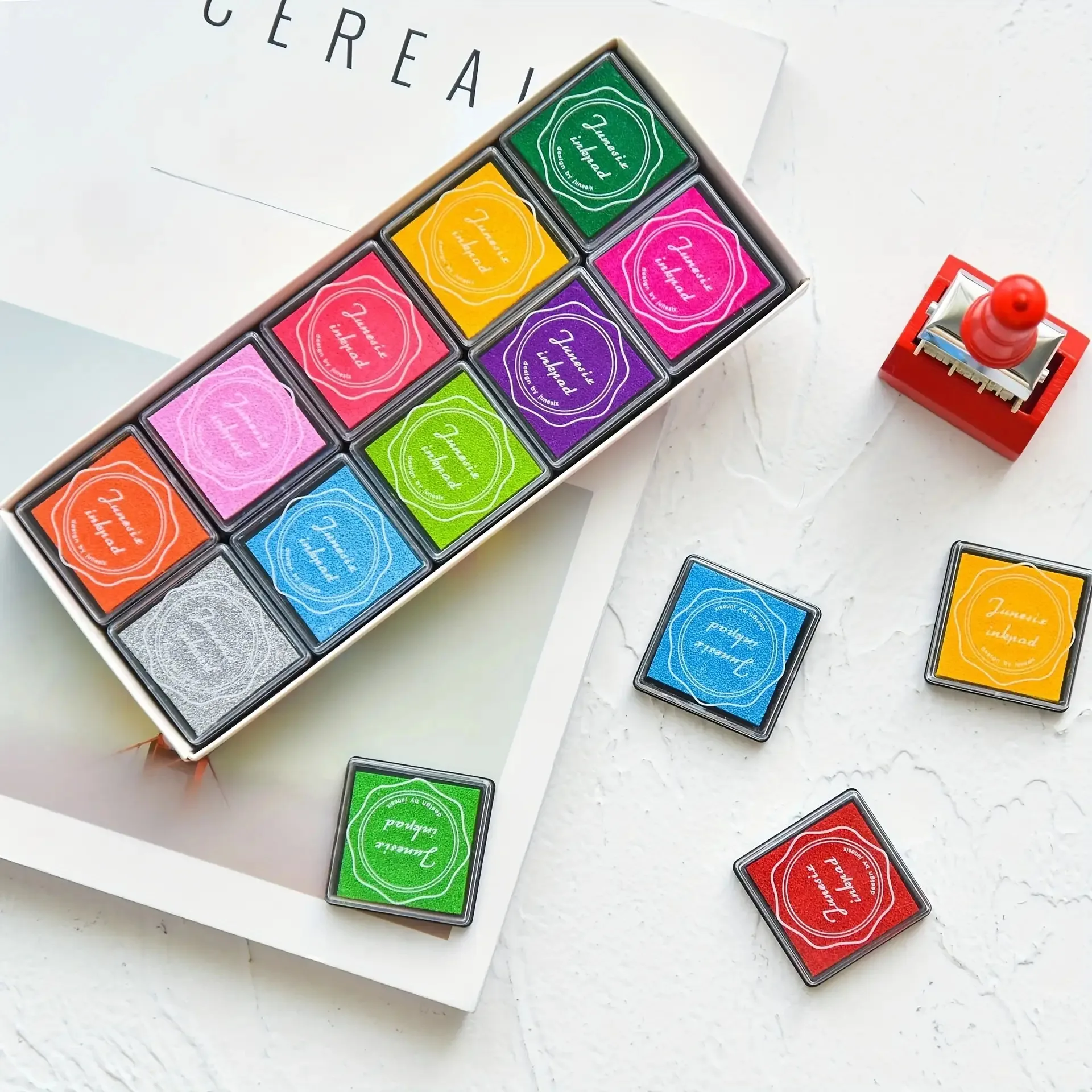 20 Stück/Set sichere waschbare Stempelkissen für Bastelarbeiten, Scrapbooking und Kunstprojekte – ungiftiges, waschbares Stempelkissen mit lebendigen Farben