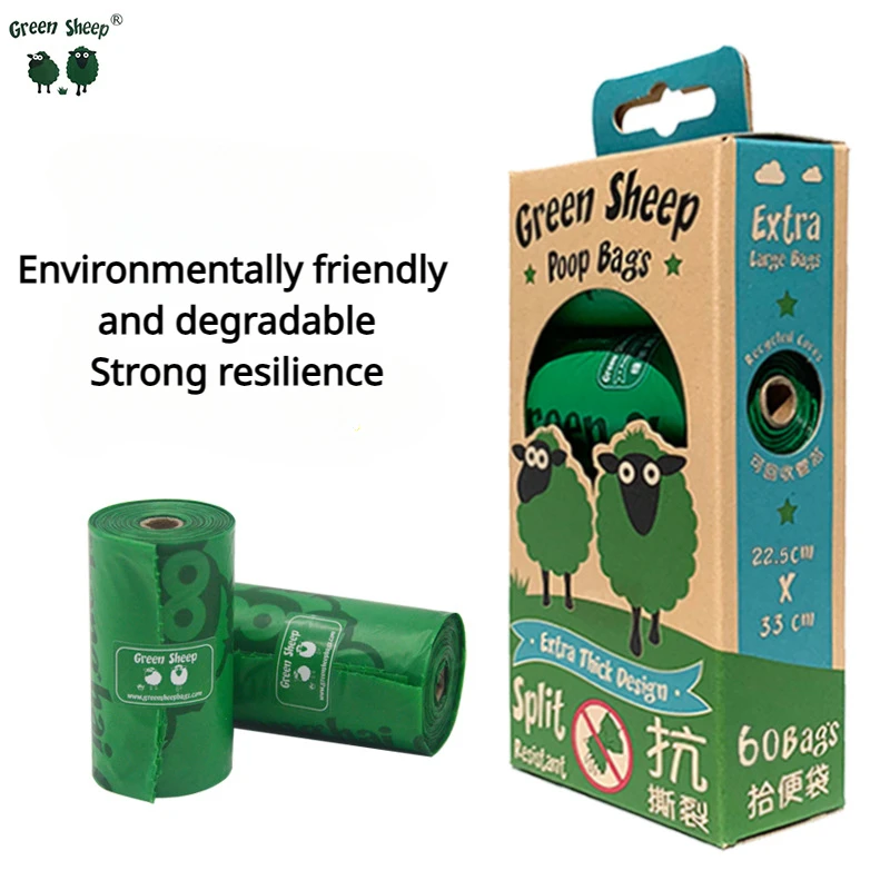 In Stock Environmental Protection Oxidation Biodegradable Dog Poop Bag 4 Rolls 60 Bags puppy Outdoor Pet Dog Available Poop Bag