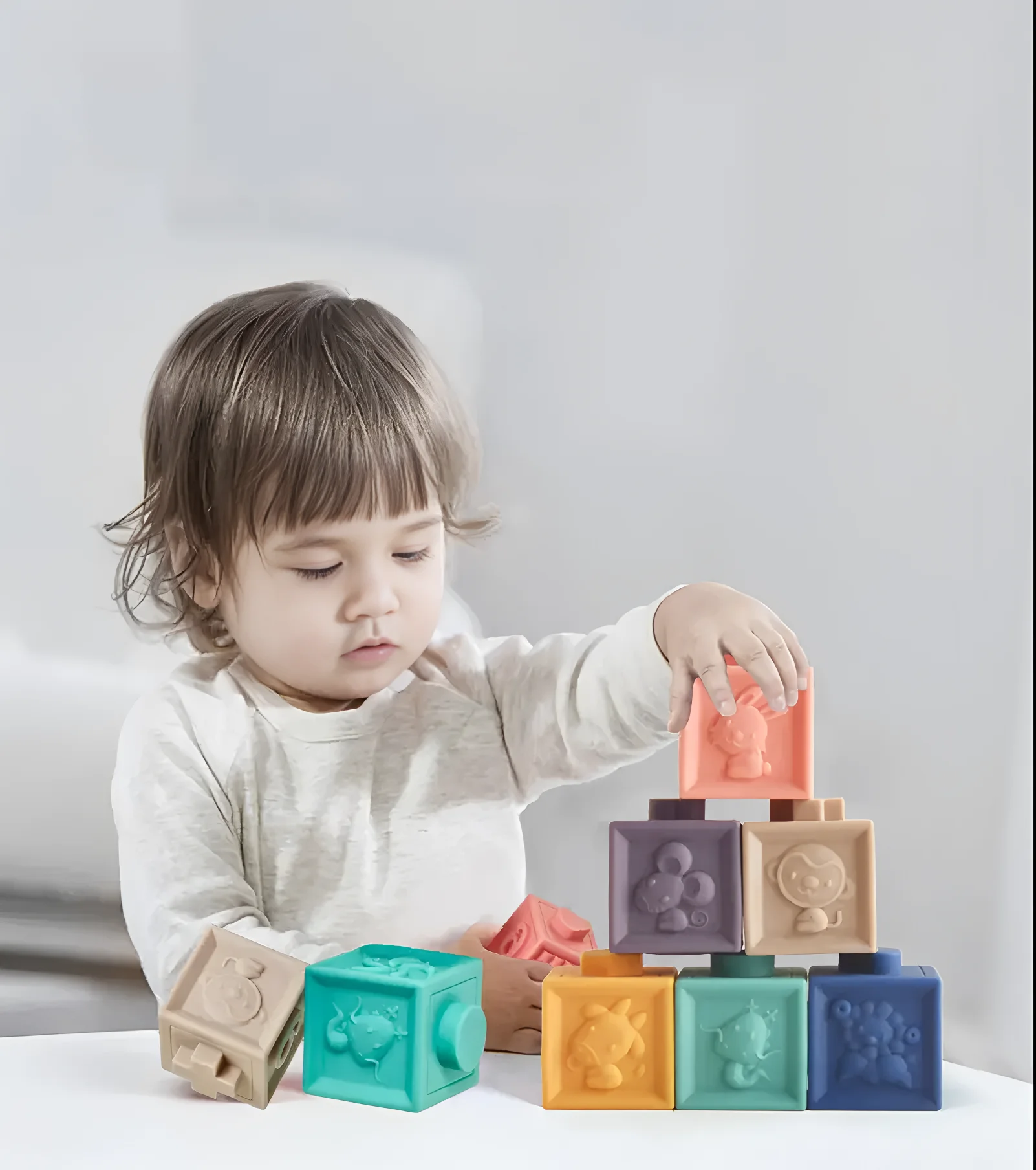 12PCS ปลอดสารพิษเด็กอ่อนบล็อกอาคาร SD ซ้อน Cube ของเล่นสําหรับทารก,bath & Shower การศึกษา Sensory ของเล่นความรู้ความเข้าใจ