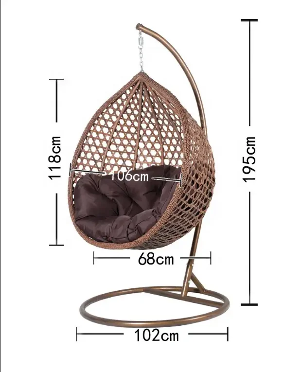 Patio Swing Outdoor Furniture Rope Chair Modern Wicker Rattan Balcony Garden Hanging Double Egg Swing Chair with Metal Bracket