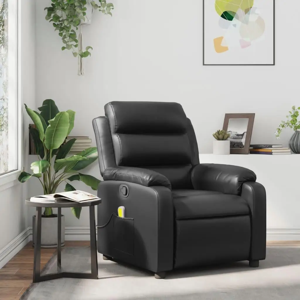 Luxury Black Faux Leather Massage Recliner Chair - Comfort & Style for Relaxation