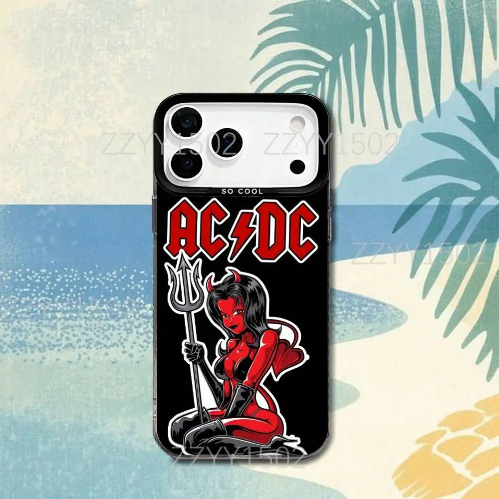 Funda de teléfono A-AC Band D-DC para iPhone 17,16,15,14,13,12,X,8,Pro,Max,Plus,SE4,Air,Mini HD negro IMD mate