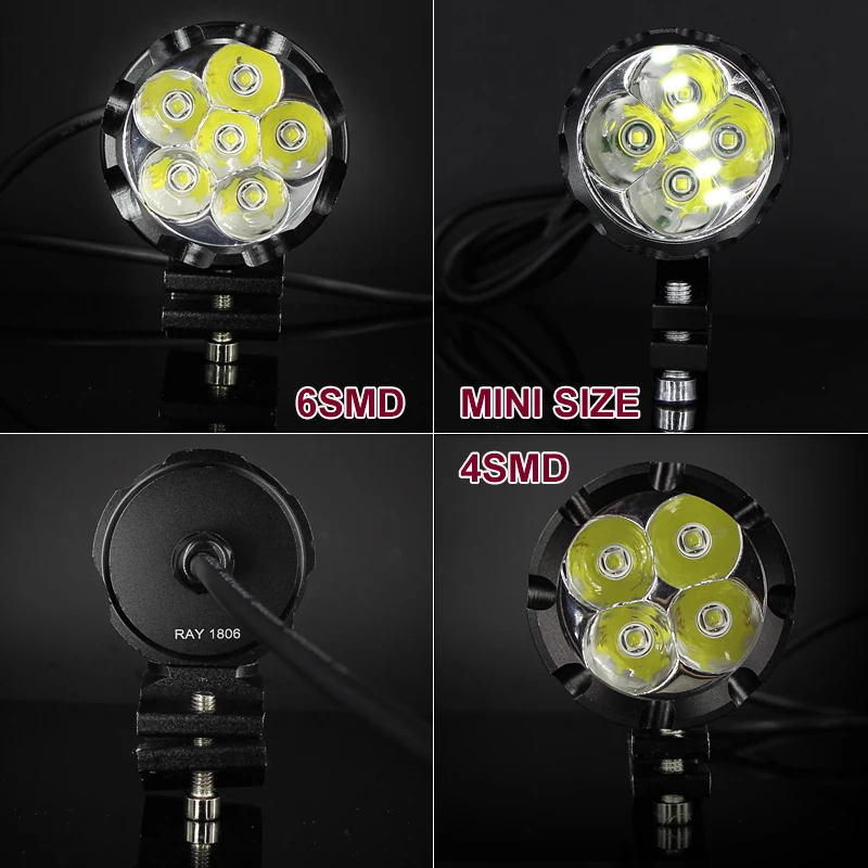 LED Mini Motorcycle bicycle Headlight fog lights lamp Auxiliary driving Motorbike High Brightness DRL bulb white 6000k +switch