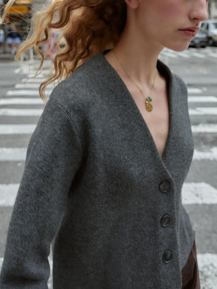 

Street Sle Loose Fit Long Sve V-Ne Knitted Jaet Sweet Casual Women's Autumn New Arrival Faion Outerwear