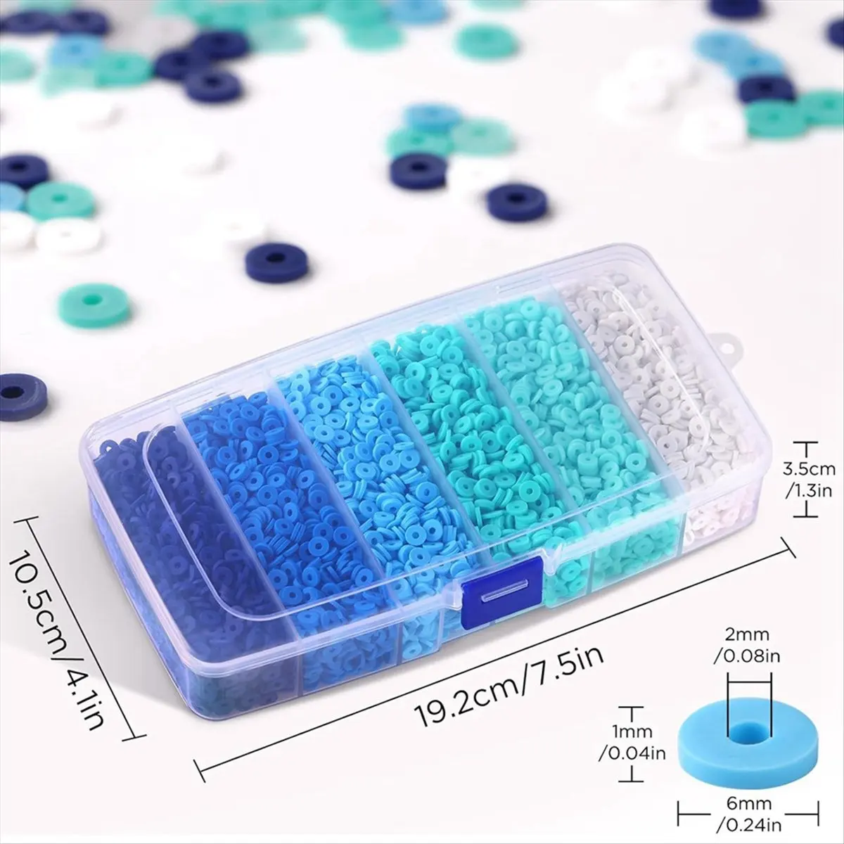 A24I 6000 Pcs Clay Beads for Bracelets Making,Polymer Clay Beads, Flat Round Disc Clay Beads for Jewelry Making 6mm,Blue
