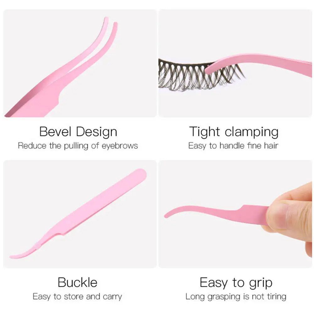 1pc Eyelash Tweezers Stainless Steel Eyelash Tweezers False Eyelash Auxiliary Eyelash Extension Tweezers