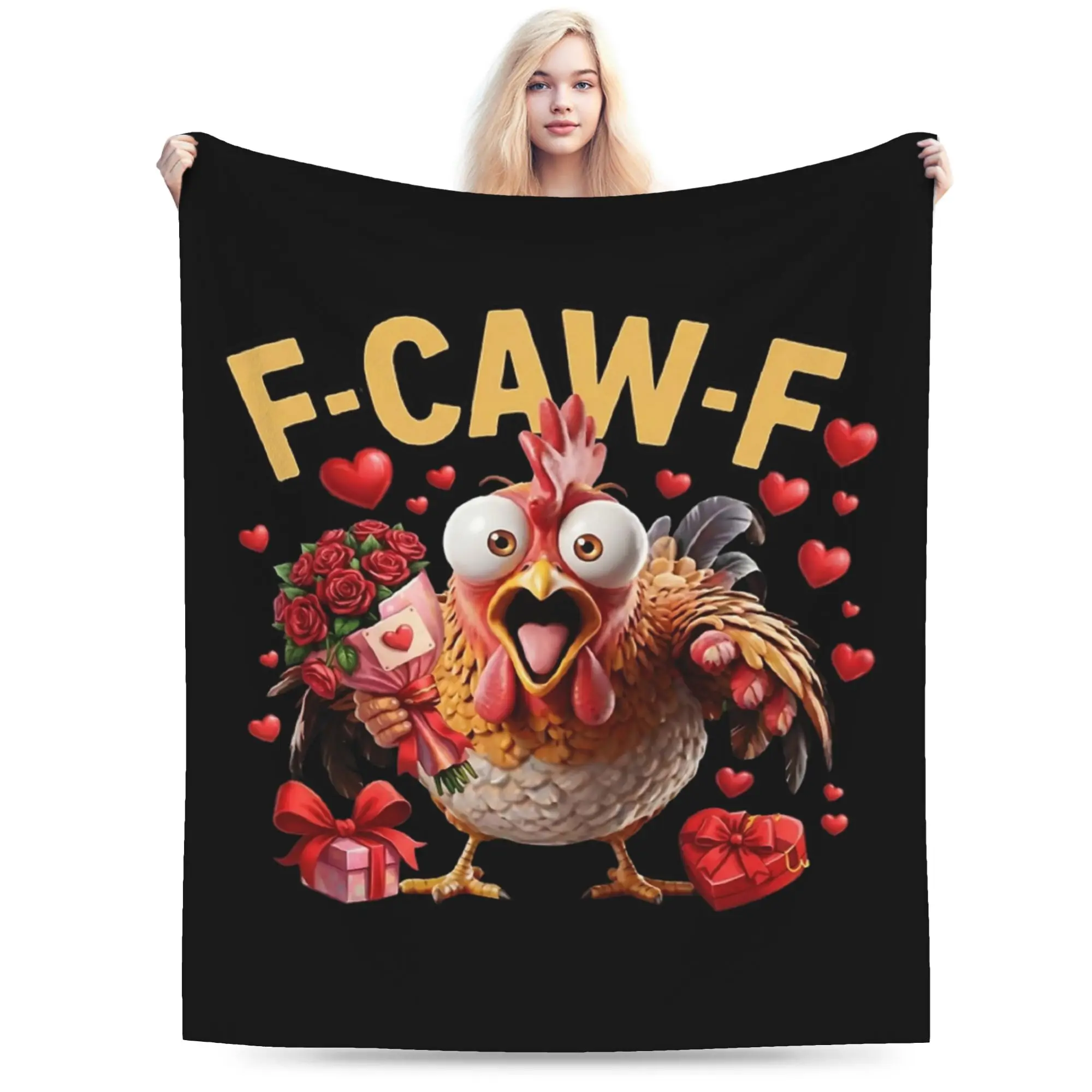 

Плед F-Caw-F «Забавная курица» ко Дню святого Валентина, вельветовый, декоративный, портативный, очень теплый, для дивана, плюшевый, тонкий плед-одеяло