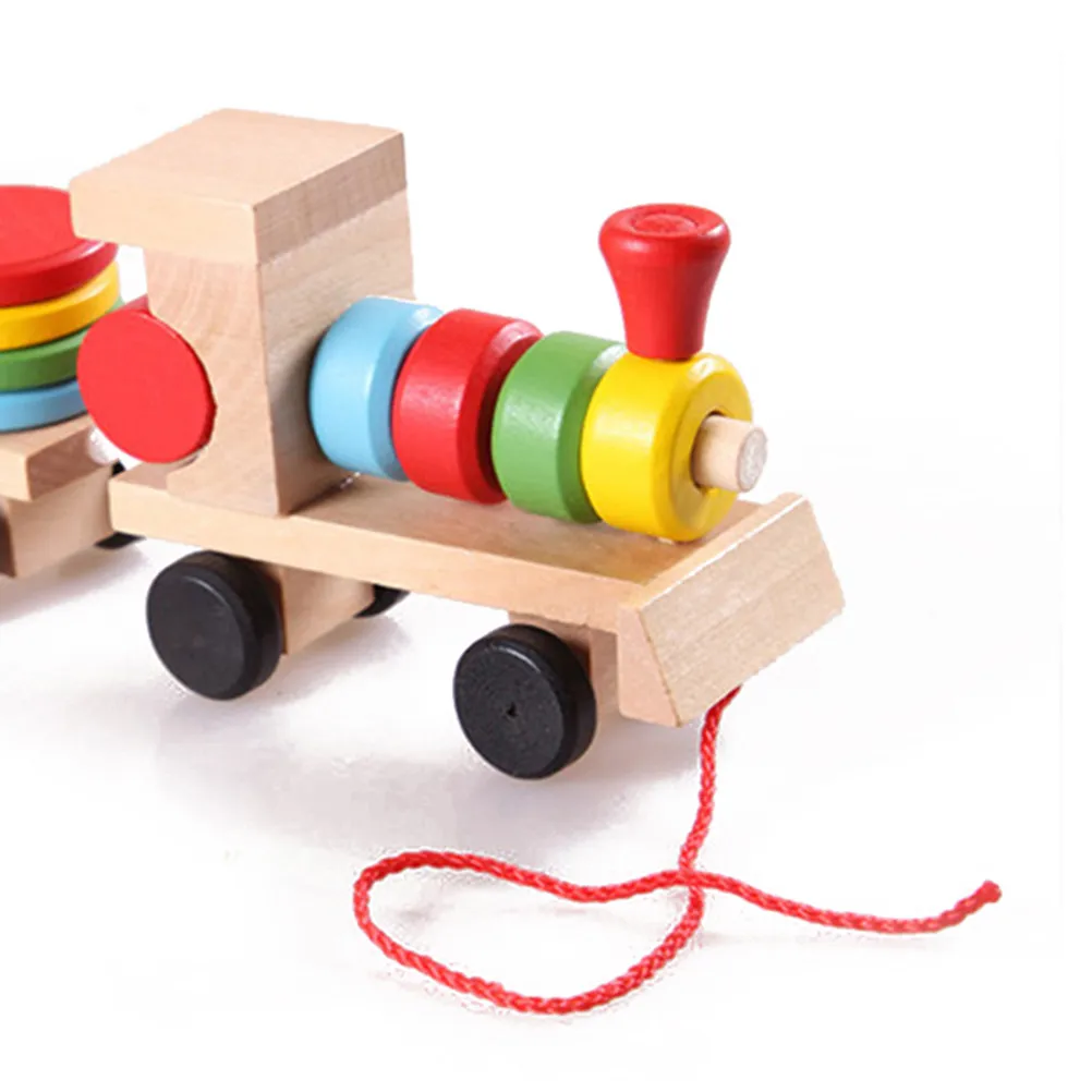 

3 Mini Wooden Train Decorations Natural Eco Friendly Non Fading Shape Matching Puzzle for Christmas Tree Wedding Party