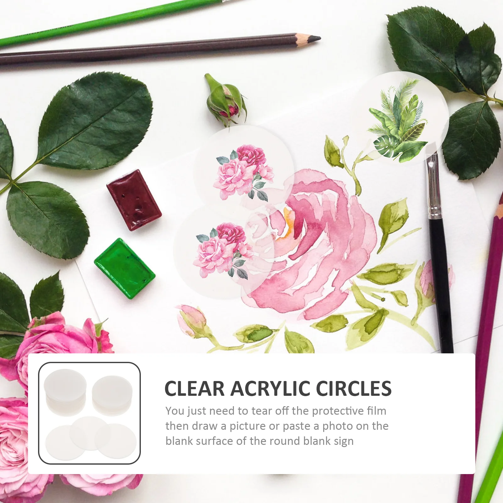 

30 Pcs with Hole Round Acrylic Sheet Disc Transparent Painting DIY Boards Clear