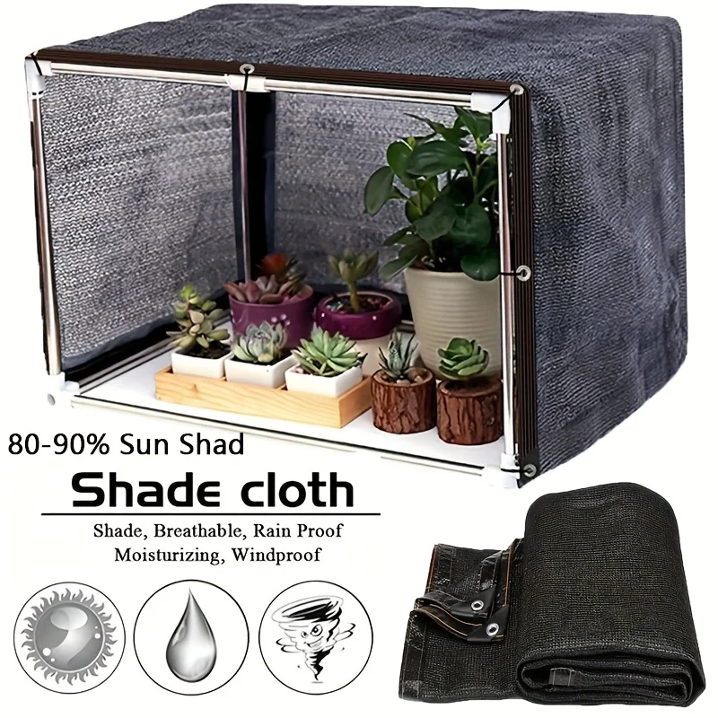 1 Uds. Red de tela de sombra negra, lona de malla para exteriores de 6x10 pies con ojales, transpirable, para plantas de jardín, invernadero, pollito