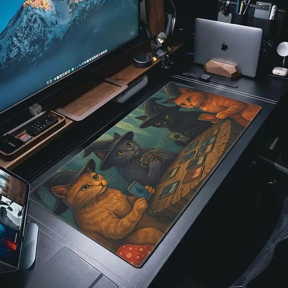 لوحة ماوس معالج القط Dartfrog ملحقات الألعاب مكتب ألعاب لوحة المفاتيح حصيرة مكتبية غير قابلة للانزلاق كمبيوتر محمول كبير مضحك القطط السوداء ماوس