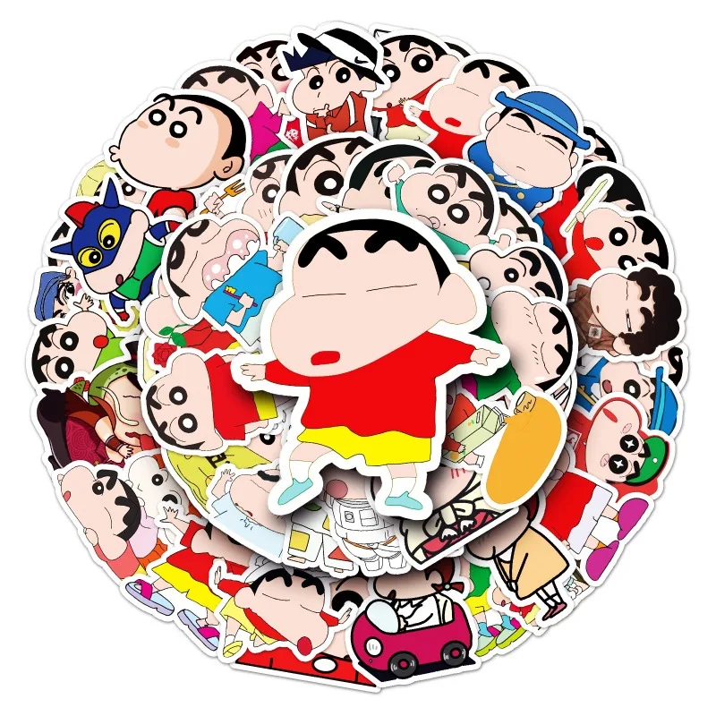 50pcs Crayon Shinchan Cartoon Cute Anime Water Cup Luggage Desktop Stationery Skateboard Waterproof Decorative Graffiti Sticker