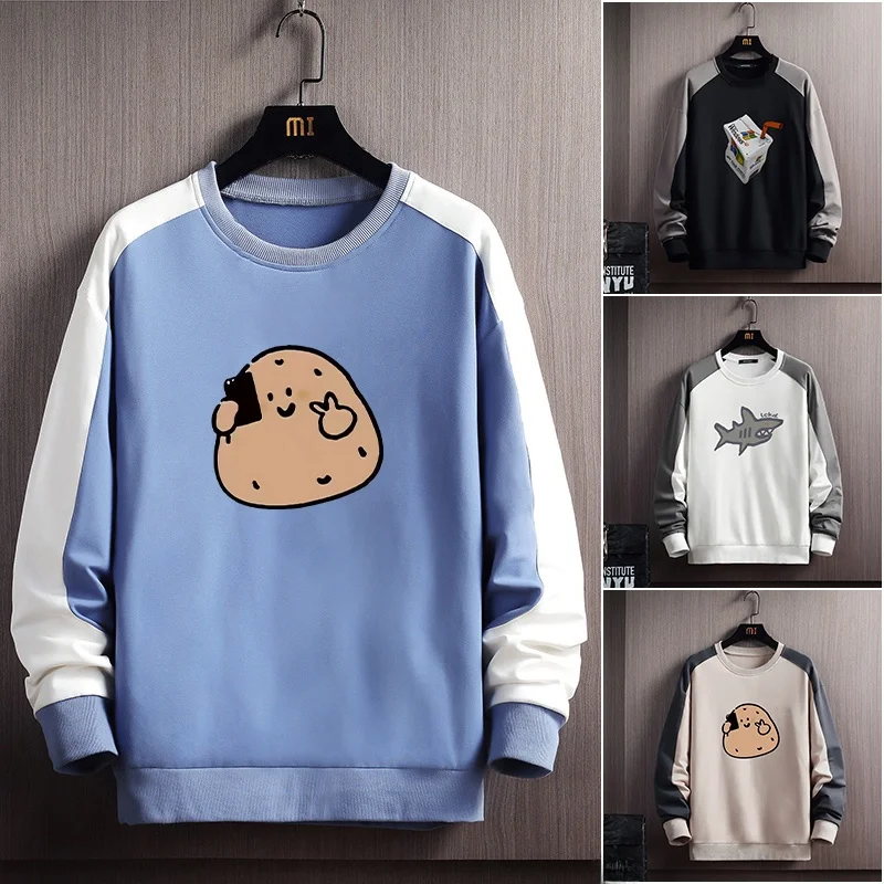 

Loose Fit Long Sve round Ne Sweatirt Men's Autumn Winter American Sle Casual Loose Hatl Student Couple Top Coat