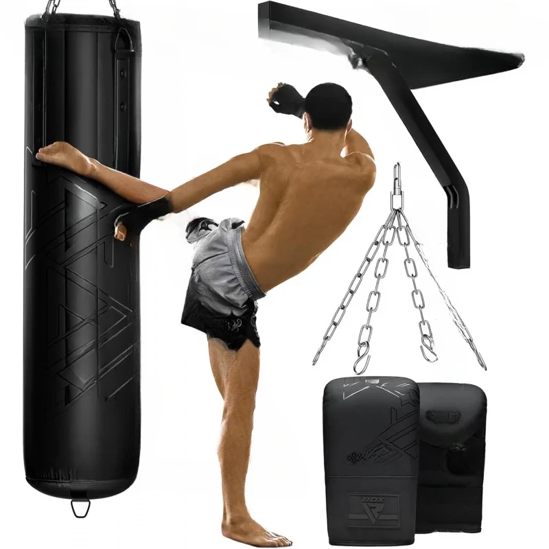 CCJRDX Heavy 5FT Punching Bag for Pro Training,55lbs Pre Filled with 110lbs Max Capacity,4PC Boxing Bag Set with Wall Bracket Gl