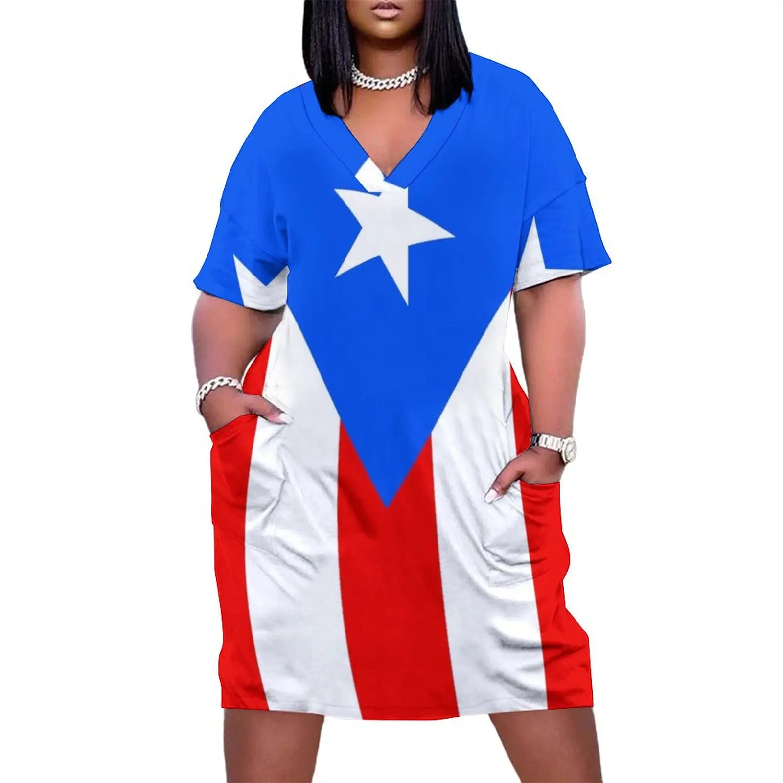 

Puerto Rico Flag Duvet Bedspread Loose Pocket Dress party dress women elegant luxury birthday dress