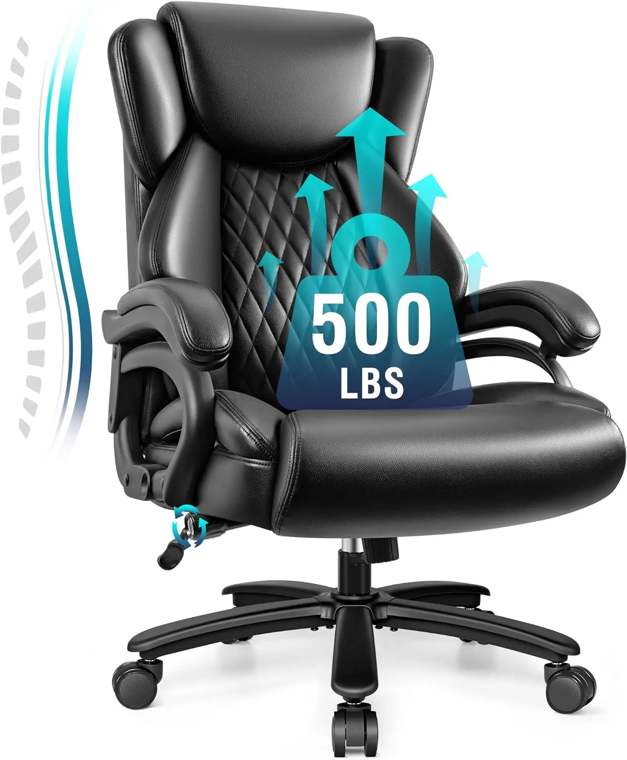 Big and Tall Office Chair 500lbs Heavy Duty Executive Desk Chair with Adjustable Lumbar Support Comfy Padded Cushion Ergonomic