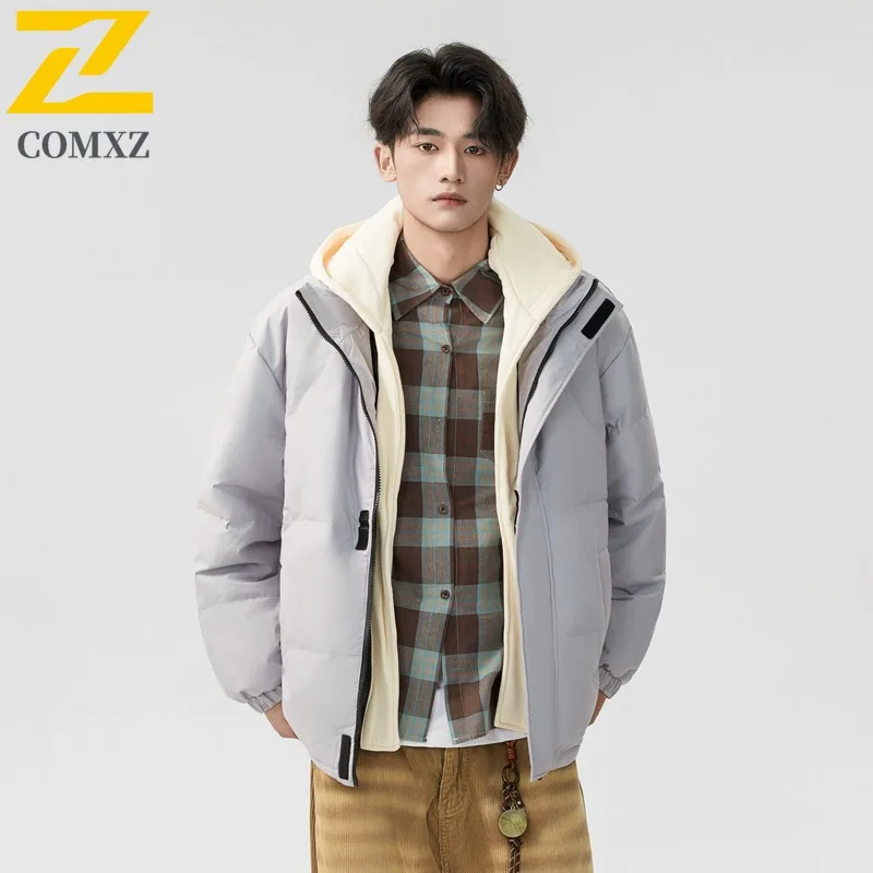 

COMXZ ветрозащитная куртка-пуховик корейская мода 2025 зимняя новая рабочая одежда теплый лыжный пуховик дорожная высококачественная мужская одежда