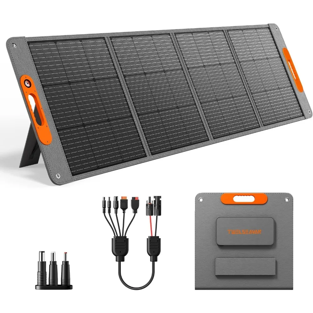 

200W Portable Solar Panel for Power Station, 24% High Efficiency ETFE Foldable Solar Panel Charger, QC3.0, Type-C 60W, MC4 Outpu