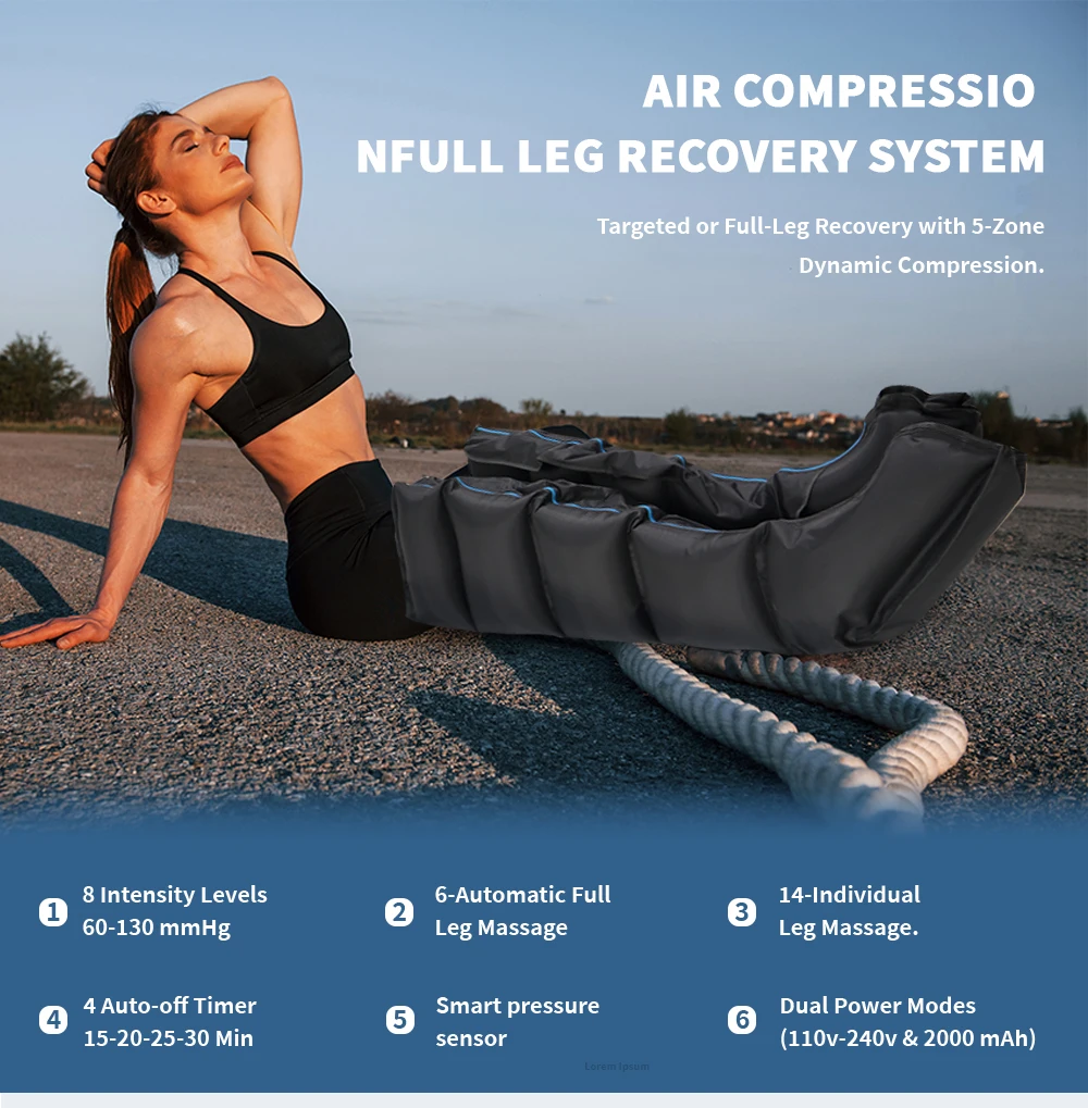 Latest Air Compression Leg Massage Boots Rechargeable Pressure Leg Wrap System for Sports Recovery, Fitness Relaxation