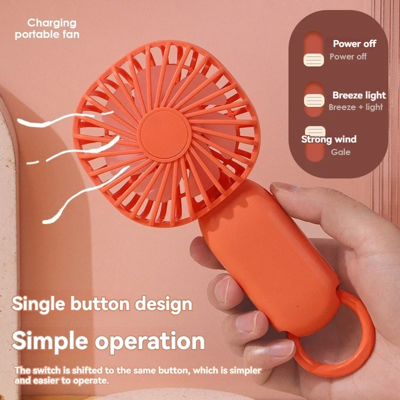 2024 New Summer Outdoor Mini USB Charging Handheld Small Fan Desktop Portable Hand Holding Fan