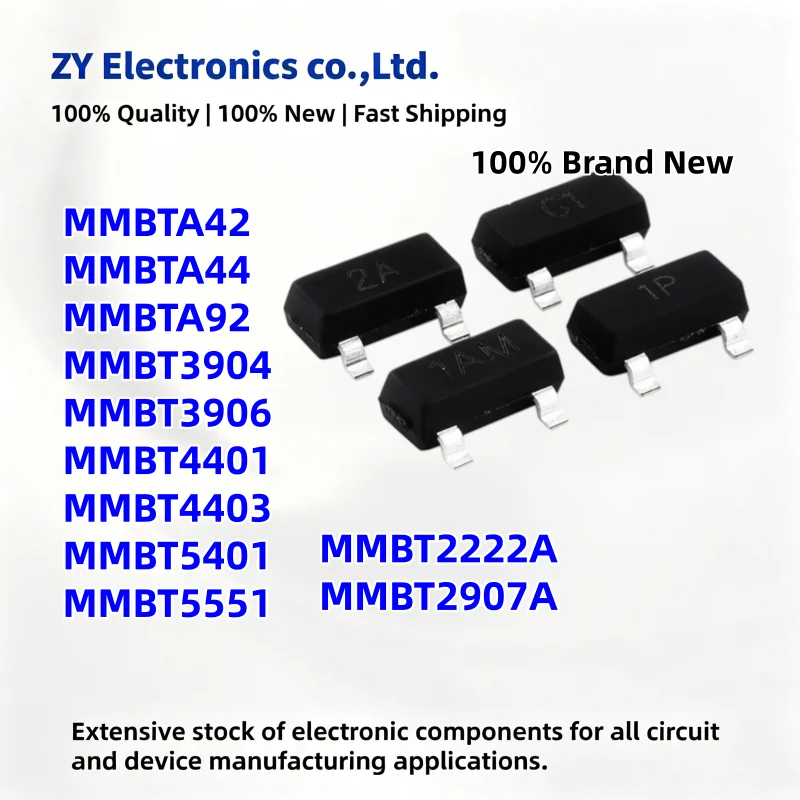 100/PCS MMBT2222A MMBTA92 MMBT4401 MMBT4403 MMBT5401 MMBT5551 MMBTA42 MMBTA44 MMBT2907A MMBT3904 MMBT3906 SOT-23 NEW