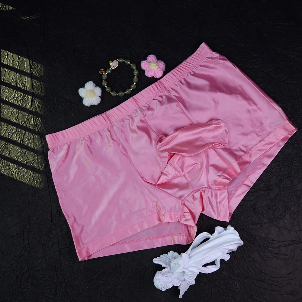 Boxer Aderenti da Uomo Lucidi e Lisci, Sexy, con Grande Tasca per il Pene, Lingerie Maschile
