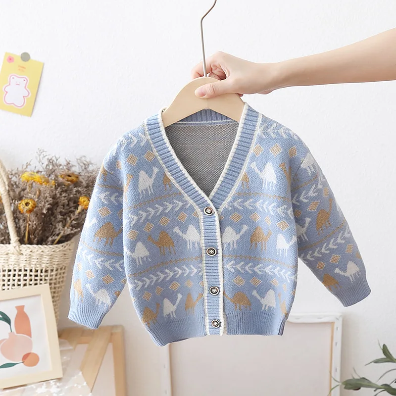 2023 Autumn Children Knitted Sweater Baby Boy Girl Cartoon Cardigans Outerwear Kids Clothes Casual Warm Toddler Clothing Свитер