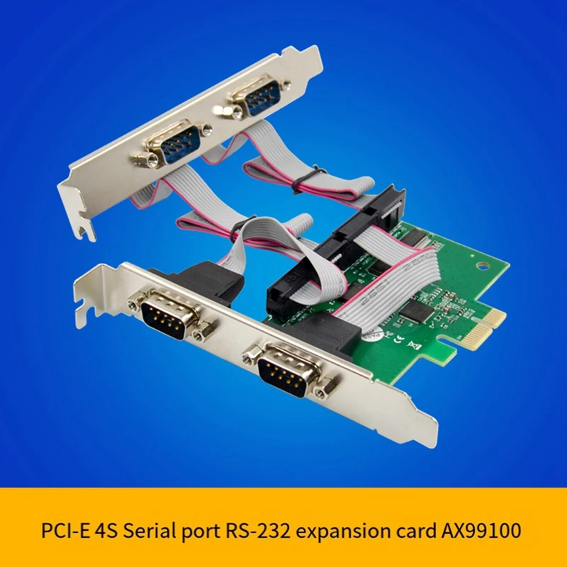 Expansion Card ST318 Pcie X1 AX99100 4S DB-9 Pin RS232 COM1 Port Multi-Function Convenient Expansion Card Durable Easy Install