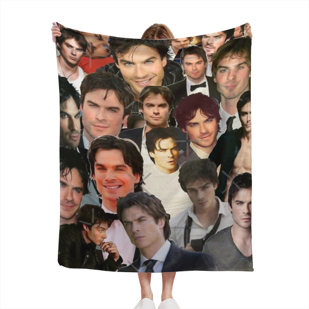 

Ian Somerhalder Photo Collage Summer Blanket Thin Blanket for Couch Sofa Warmth Bed Artificial Flannel Blankets Comfortable