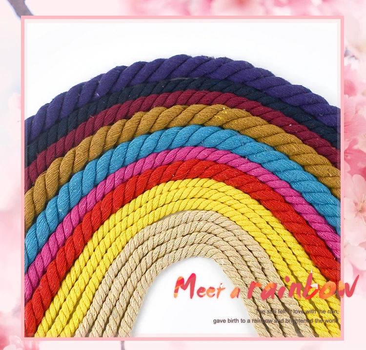 AOM Corda In Cotone 100% – 3 Parti Intrecciata – 5 Metri – Spessa Per Borse, Decorazioni E Fai-da-te (Bianco)
