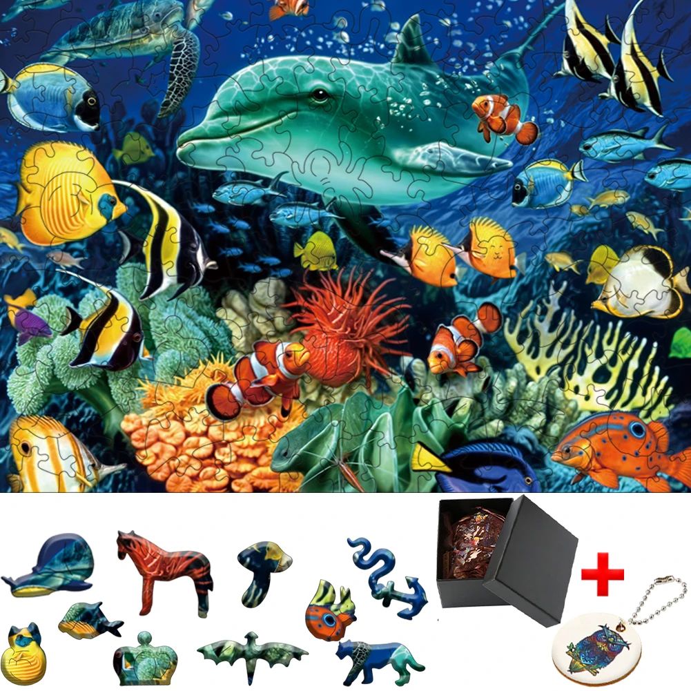 

Puzzles 3d Underwater World Building Blocks Puzzle Animals Wood Toys Jigsaw Wooden Animal Puzzles for Adults Kids Montessori Toy