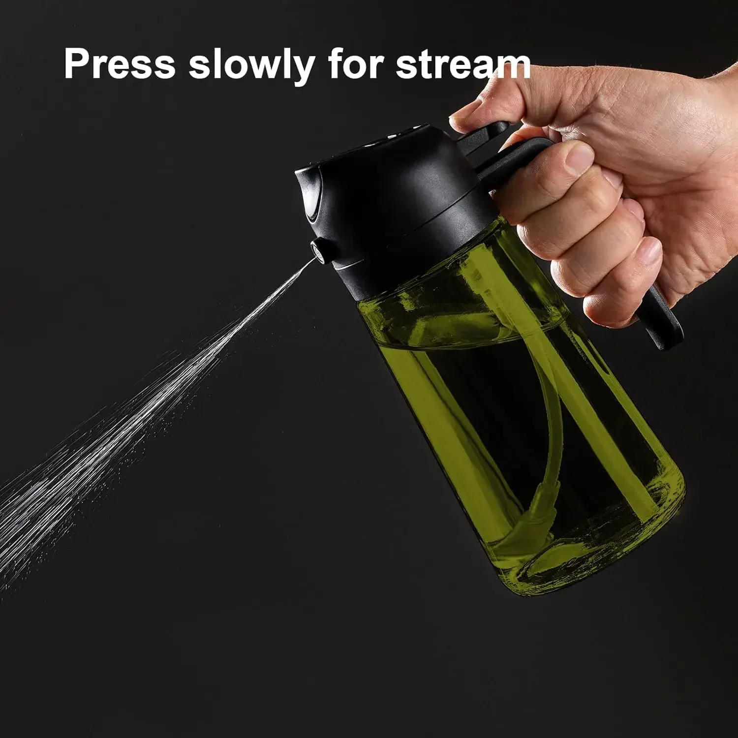 2in1 Black Glass Olive Oil Sprayer Lightproof Oil Dispenser for Cooking Salad Barbecue Kitchen Tools Refillable Spray Bottle - view 5