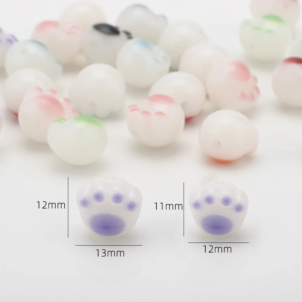 

20Pcs Mixed Cute Acrylic Cat Paw Beads 10/12mm Loose Spacer for DIY Jewelry Making Bracelets Necklaces Keychains Accessories