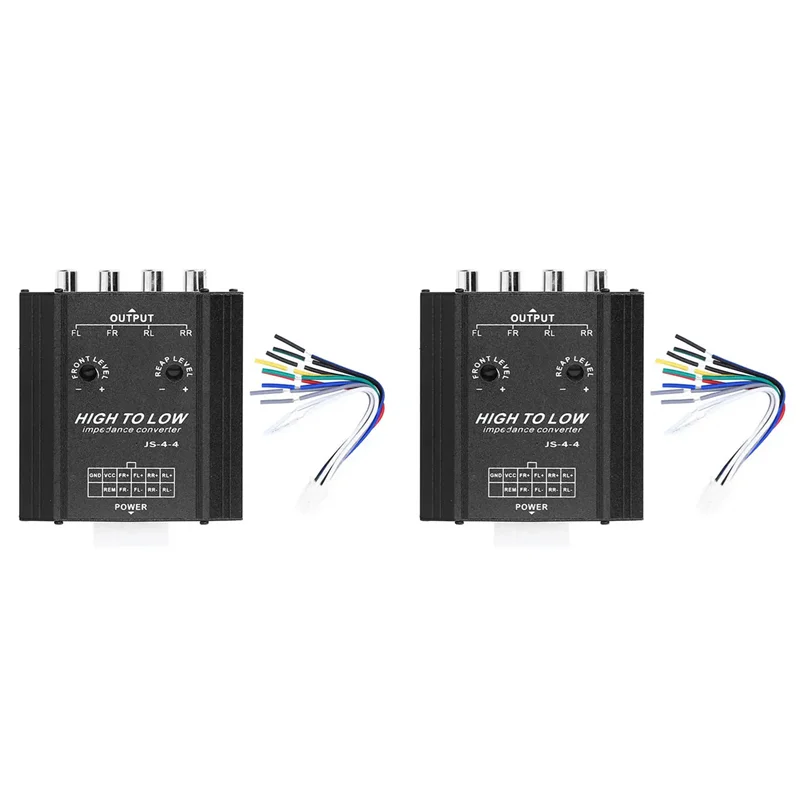 BNVN-2X 12V 4 Channel Car Audio Converter For Rca High To Low Line Car Stereo Radio Speaker Frequency Filter