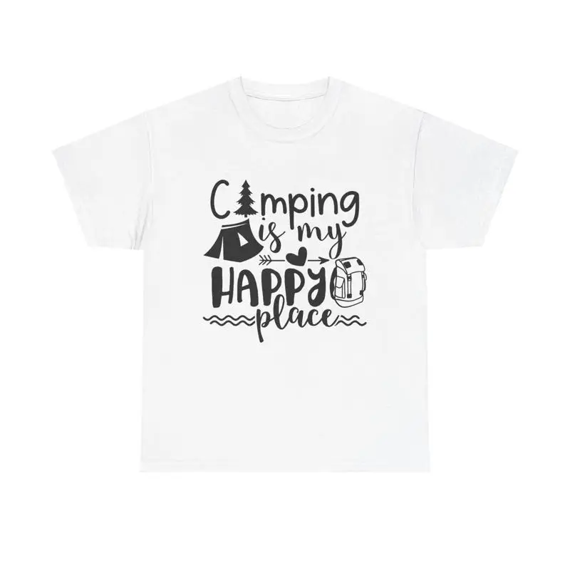 Camping My Happy Place T Shirt outdoors nature tent backpack hiking adventure