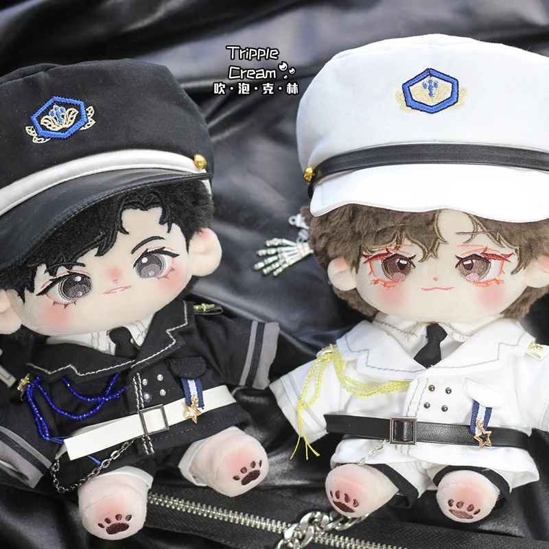 Handsome Commander White Hat Uniform Outfit Cosplay  For 20cm Plushie Cotton Doll Clothes Accessories  Anime Toy For Kids Gifts