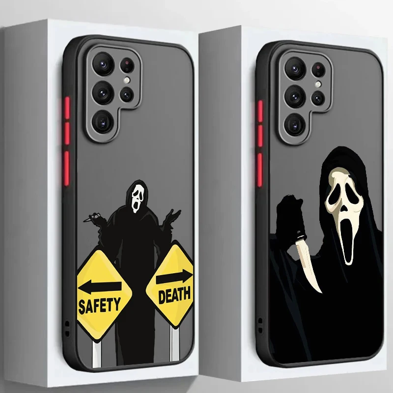 Ghost G-Grim R-Reaper Cartoon Frosted Translucent For Samsung Galaxy S24 S23 S22 S21 S20 FE S10 S9 S8 Plus Ultra Pro 5G Matte