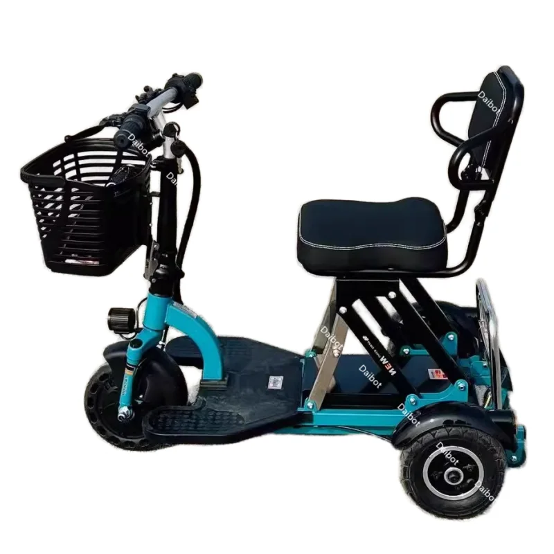 Picture 4: Small Folding Mobility Electric Tricycle Vehicle Removable Battery For Elderly Family 3 Wheel  Electric Scooter With Pull Rod