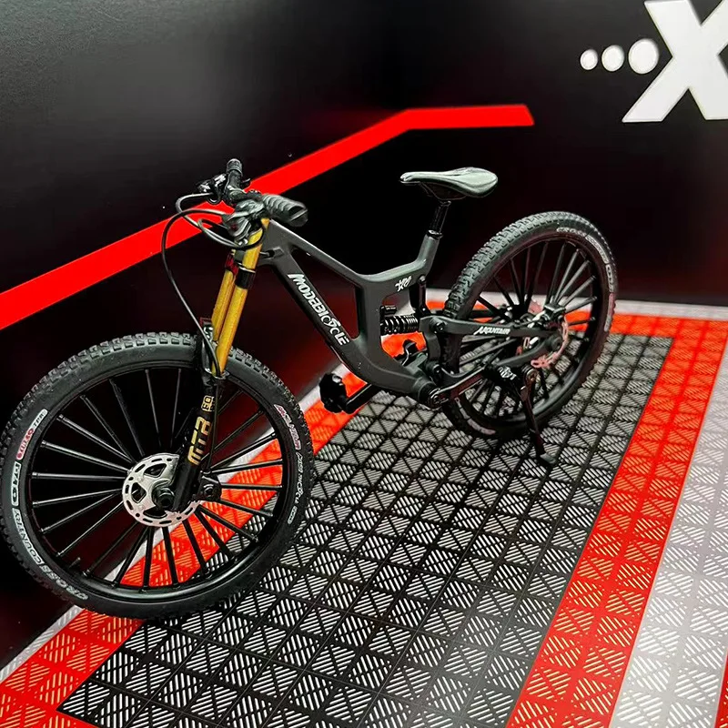 20 cm nowy model roweru ze stopu 1:8, symulacja roweru górskiego z miękkim zawieszeniem, przedni widelec rozsuwany z amortyzatorem, ozdobny.