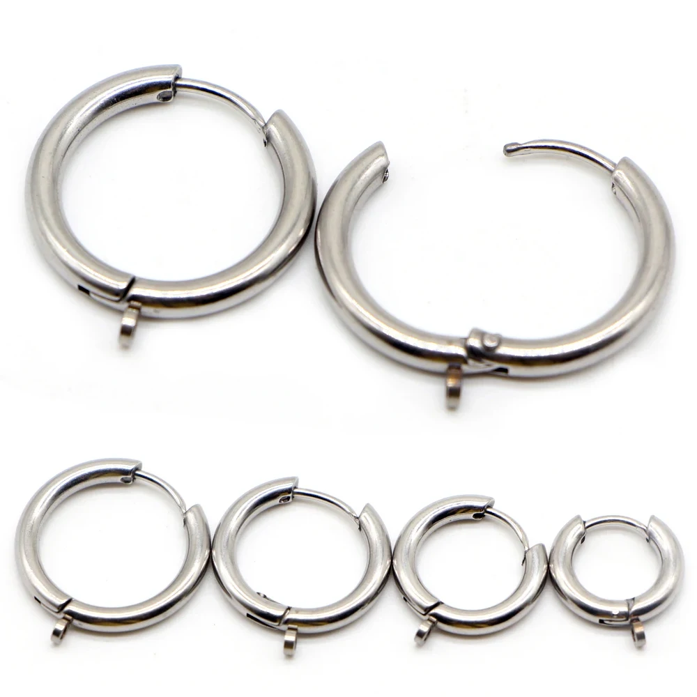 Alisouy-pendientes de aro redondos de acero inoxidable para mujer, aretes de aro coreanos, aros colgantes de círculo grueso de 2,5mm, joyería Punk, 2 uds.