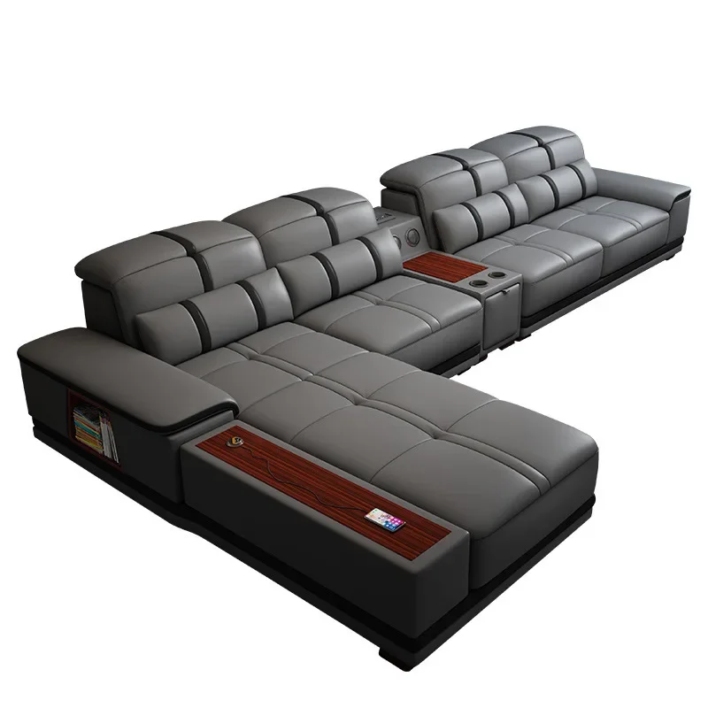 

Leather sofa, modern minimalist sofa combination home