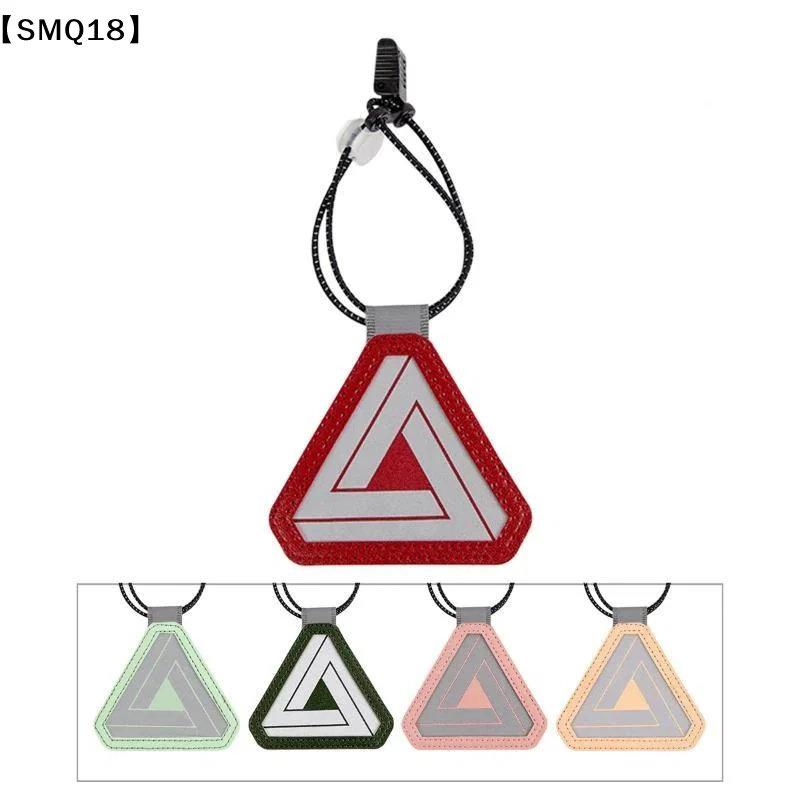 Elastic Strap Bike Reflective Triangle Sign Leather Cycling Tail Reflector Two Patterns Optional Multi-color Riding Safety【SMQ】